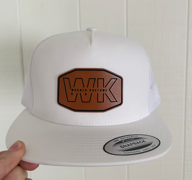 White Flat Brim w/ WK Leather Patch