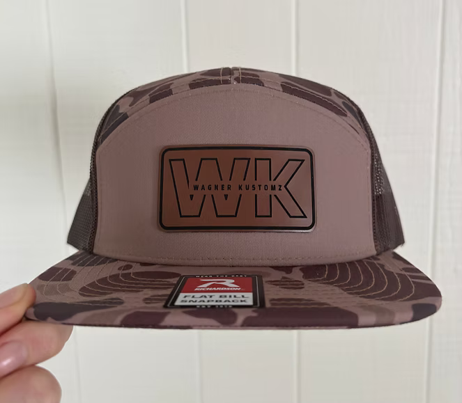 Brown Camo Flat Brim w/ WK Leather Patch